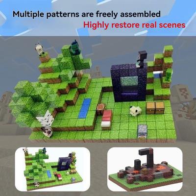 Creative Magnetic Building Block Bricks Famous Scene Mine World Architectural Set DIY Kids Puzzle  Assembly Toys Gifts