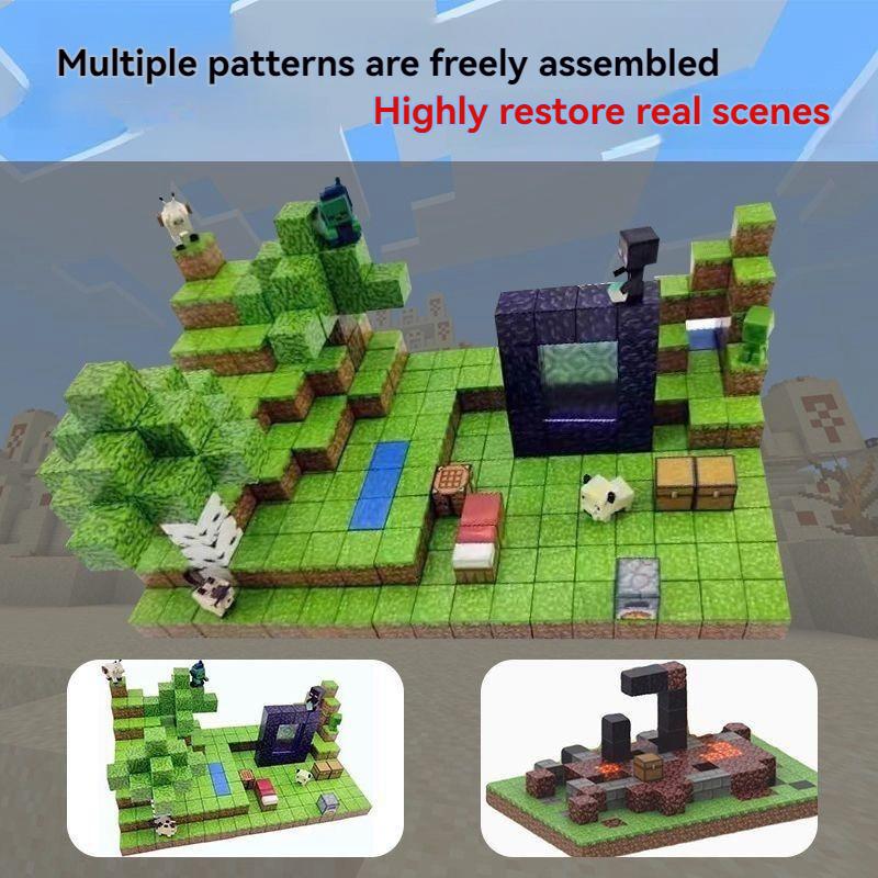 Creative Magnetic Building Block Bricks Famous Scene Mine World Architectural Set DIY Kids Puzzle  Assembly Toys Gifts