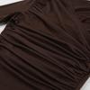Atmosphere autumn and winter brown versatile bottoming shirt women's design sense European and American new pleated long-sleeved slim-fit top