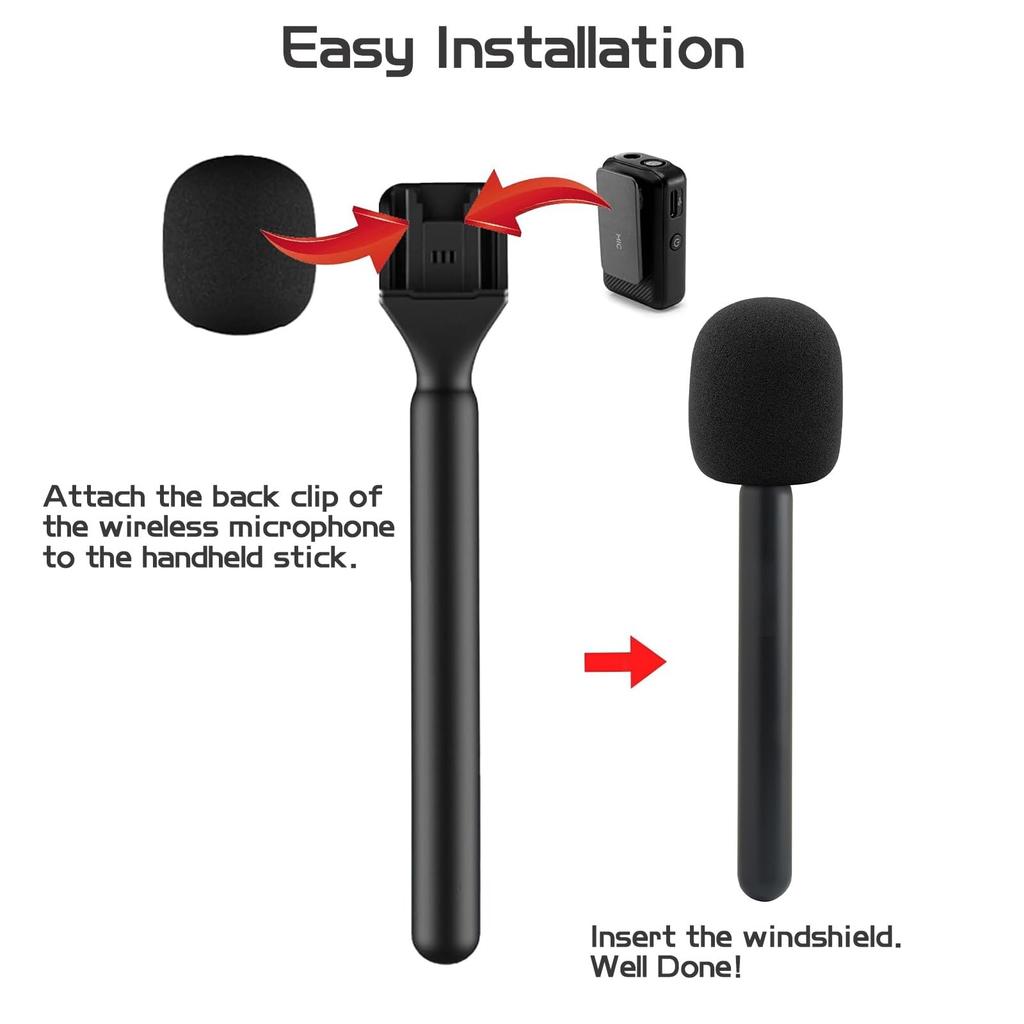 Holder for DJI Mic 12, Rode Wireless GO 2, Hollyland M1C1150Synco G1A2 handheld mount adapter, converts lavalier microphone into handheld wireless