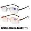 Far and Near Dual-use Reading Glasses High-tech Anti-blue Lightweight Simple Slice Glass Frameless Anti-radiation Reading Glasses 0 To +4.0