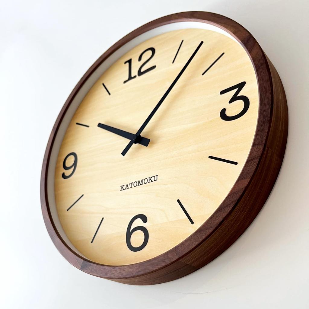 KATOMOKU muku clock 20 Walnut wall clock with continuous second hand km-137WARC 382mm (radio-controlled clock)