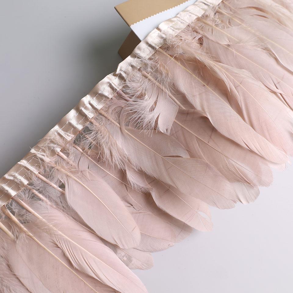 Feather10Meters Goose Feather Fringe Ribbon Handicraft Accessories White Swan Feathers Trims Carnival Plumas Dress Decoration