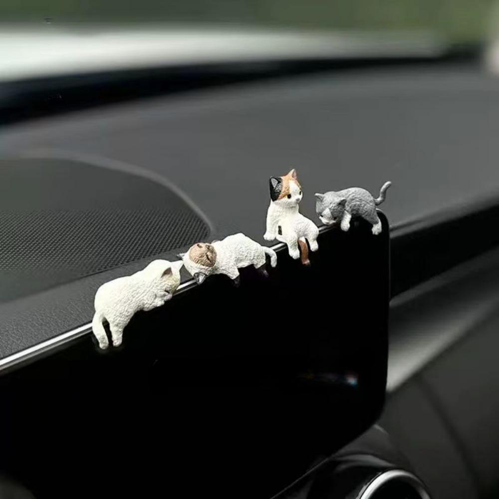 Whimsical Cat Resin Statue, Multi-Scene Adhesive Anime Party Decorations, No Power Required, Suitable for Car Dashboard and Aquarium Decoration