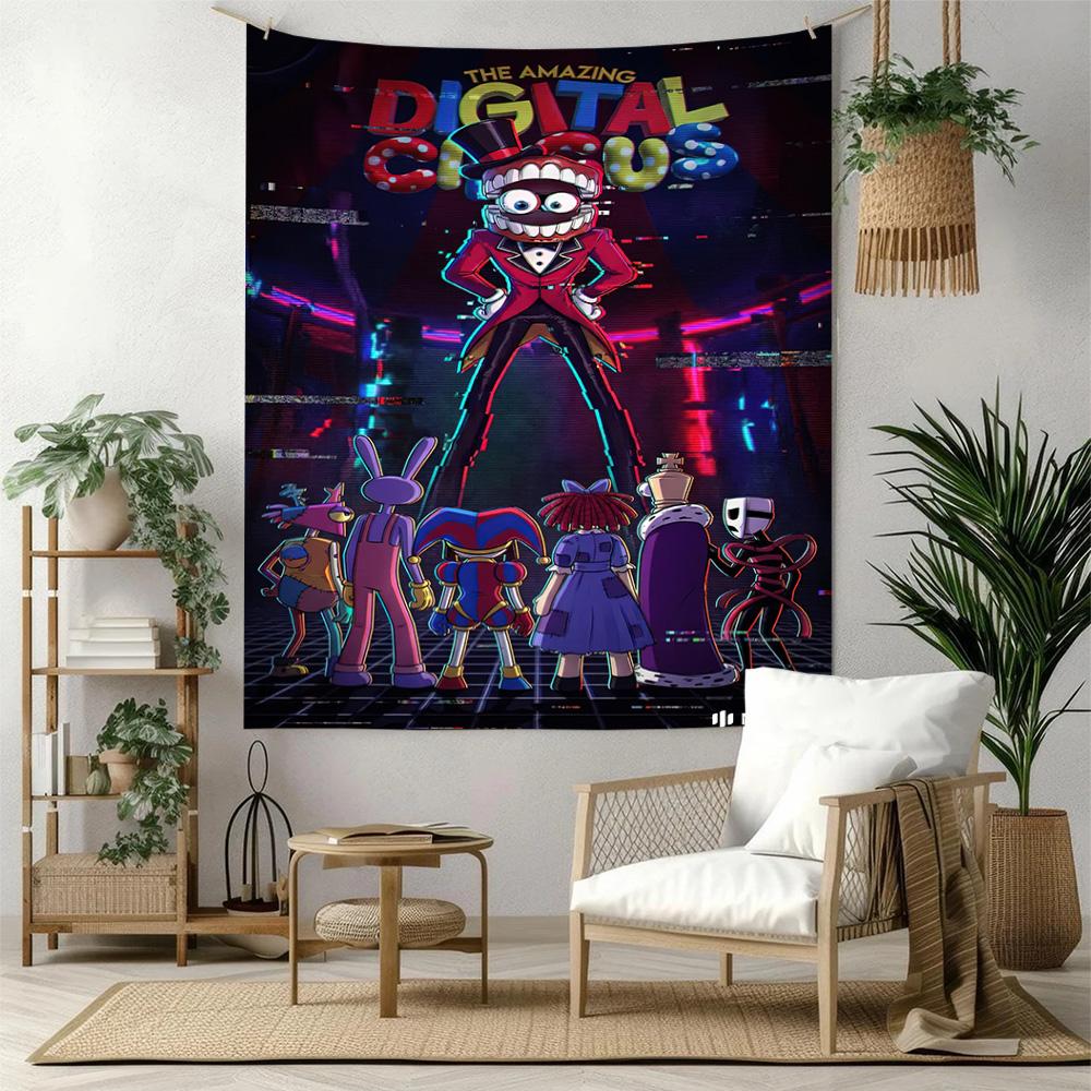 Digital Circus Wall Decor Tapestry Art For Pet Memorial Birthdaywedding Party Backdrop Family Gift