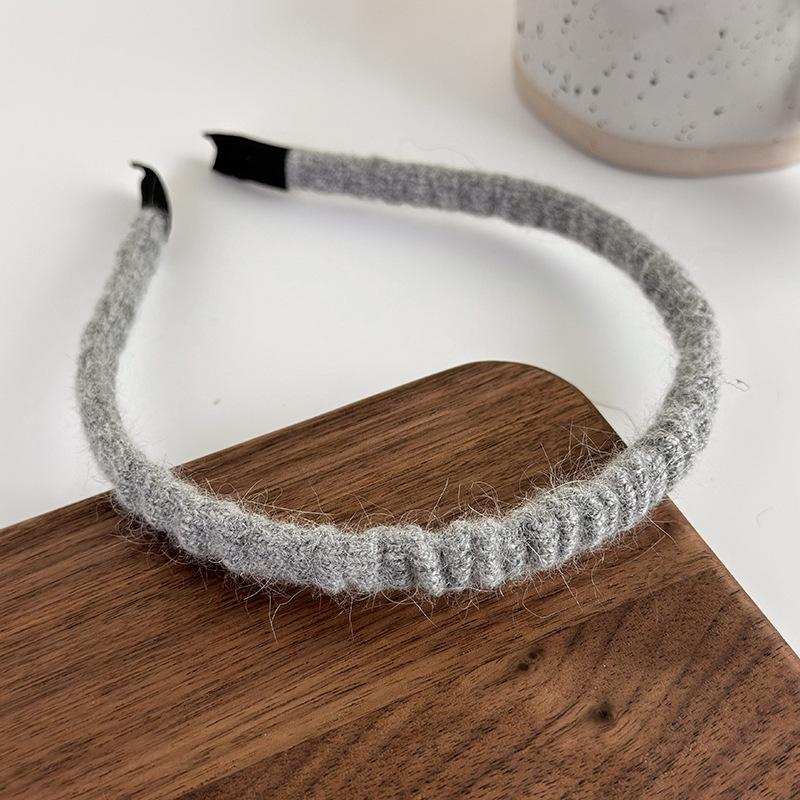Retro Autumn Winter Wool Knitting Headbands Fashion Plush Elastic Hair Bands For Woman Girls Simple Sweet Temperament Hair Hoop