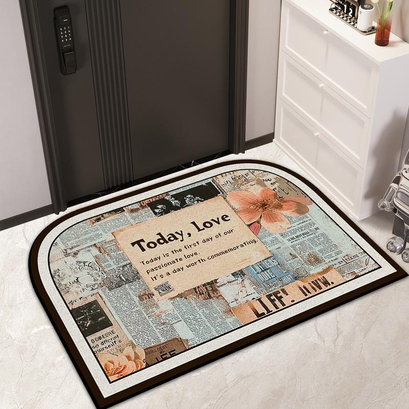 Entry Door Floral Silk Floor Mat Household Entrance Door Dirt Mat Outdoor Dirt Resistant Dust Removal Can Be Tailored Carpet