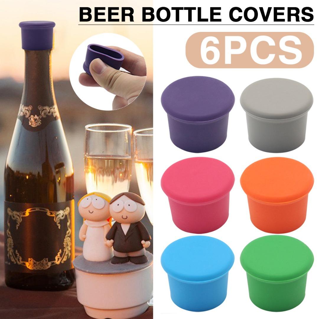 

PDTO Новые 6 шт. силиконовые крышки для бутылок вина, разноцветные пробки для бутылок пива и вина, крышки