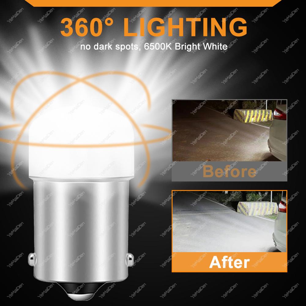 2/4/6/8/10 PCS P21W 1156 BA15S BAY15D 1157 LED Bulbs Turn Signal Lights 12V 3014-9SMD 6500K White Reverse Parking Brake Lamps Bulbs 7