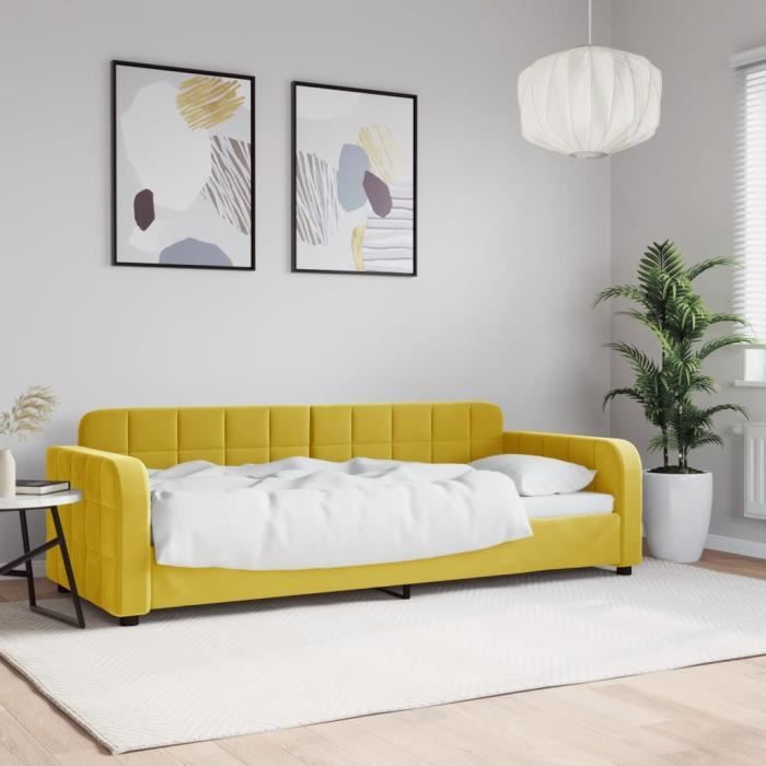VidaXL Lit de repos jaune 80x200 cm velours 354056