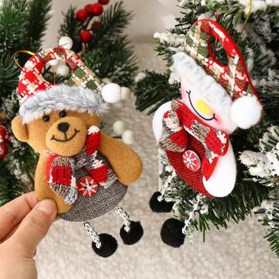 Cute Cloth Snowman Tree Pendant Elk Hanging Merry Christmas Ornament Santa Claus Decorative Christmas Decoration Happy New Year