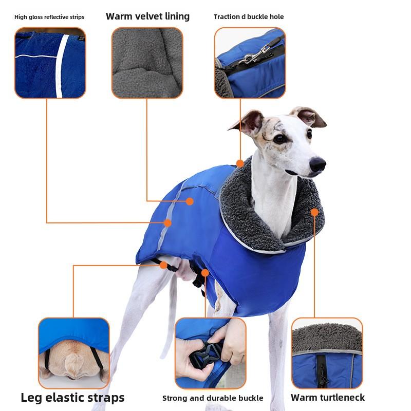 Pet Fall and Winter Thickened Jacket Big Dog Clothes Reflective Warm Clothing Dog Insert Button Clothing