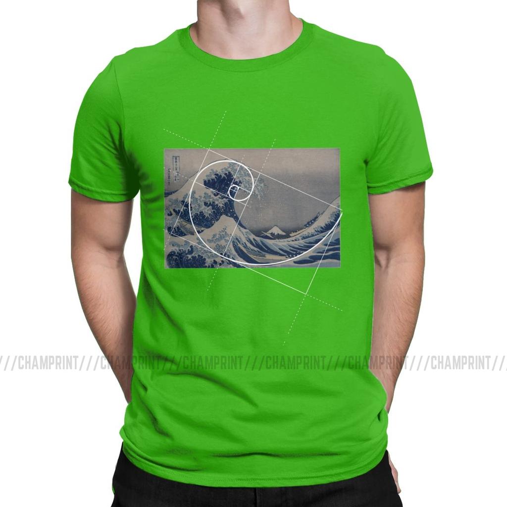 Hokusai Meets Fibonacci Sequence Men S T Shirt Golden Ratio Math T Shirts Technical Geek Vintage