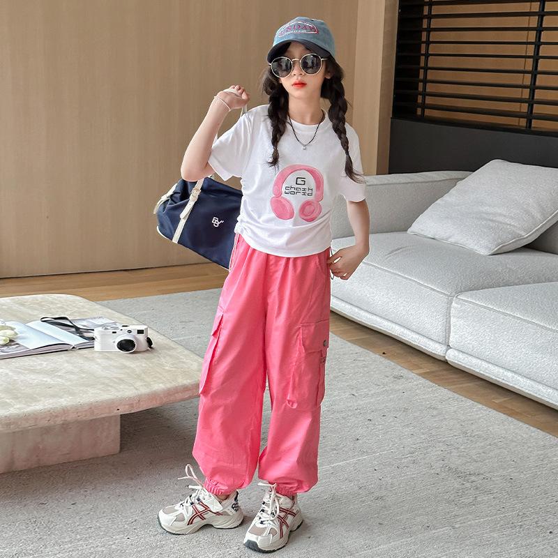 Modische Sommer Kinder Fallschirm Cargo Hosen für Kinder Teenager Sport Schweißhosen Mädchen Street Style Hip Hop Hosen 5-14J