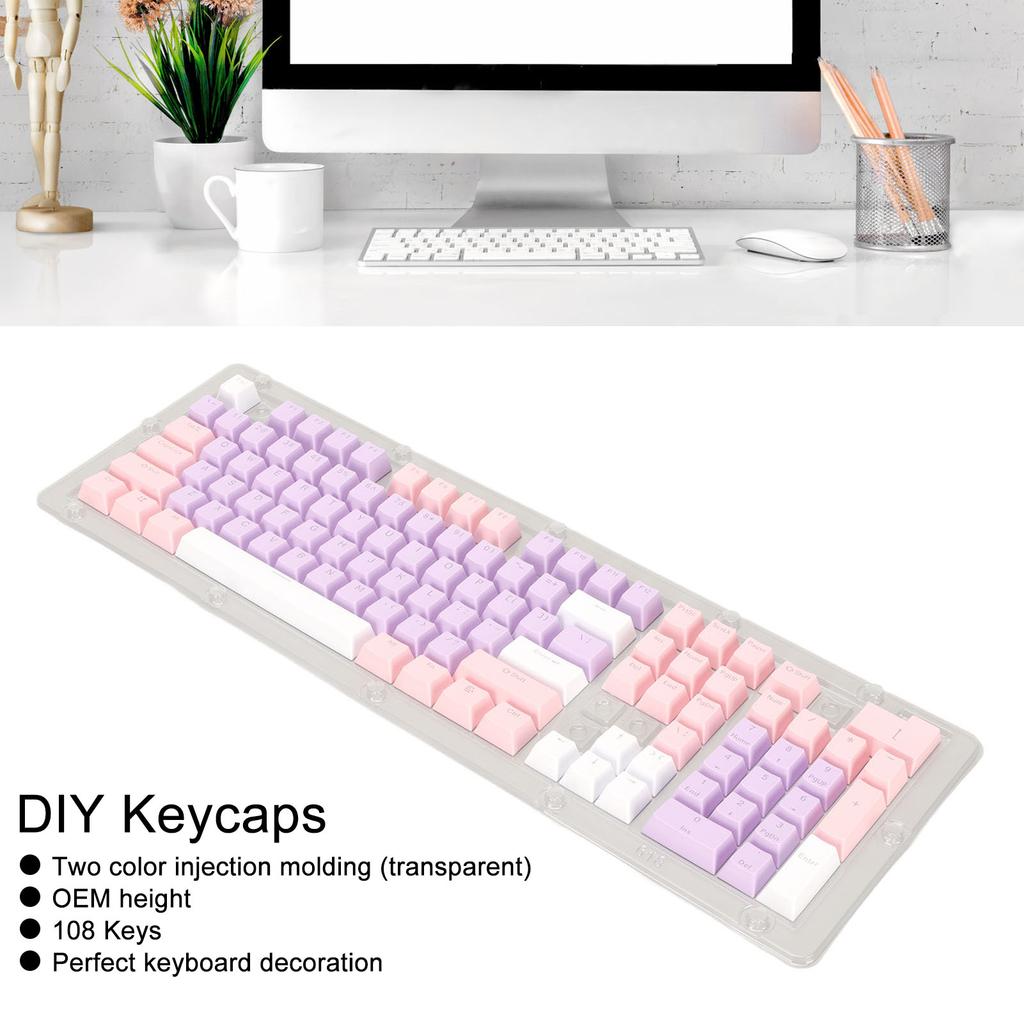 Keyboard Keycaps 108 Keys OEM Height Two Color Injection Molding Ergonomic   Mechanical Keyboard Keycaps