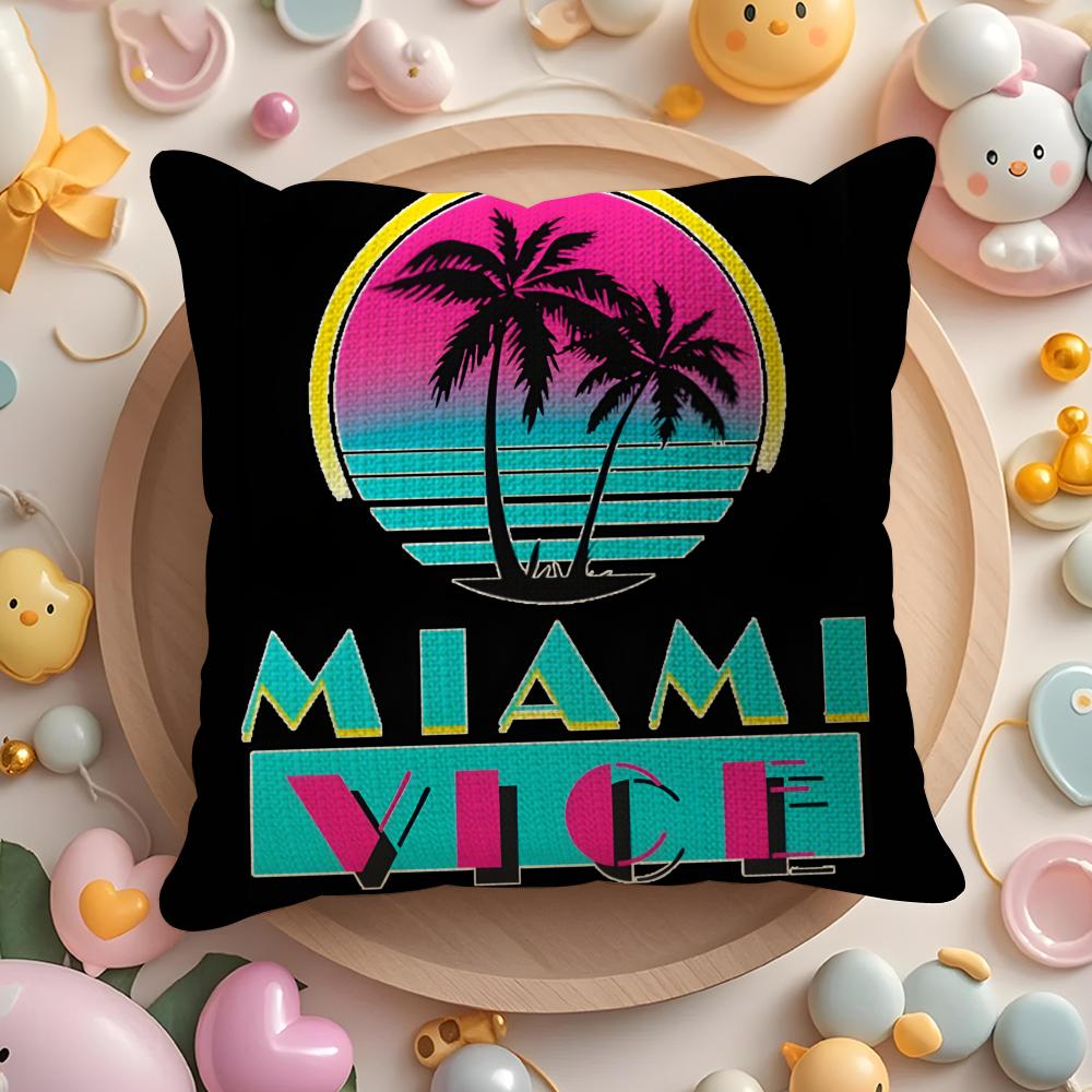 Miami Vice Pillow Case Pattern Printed Pillowcase For Living Room Sofa Cushion Cover Bedroom Decor