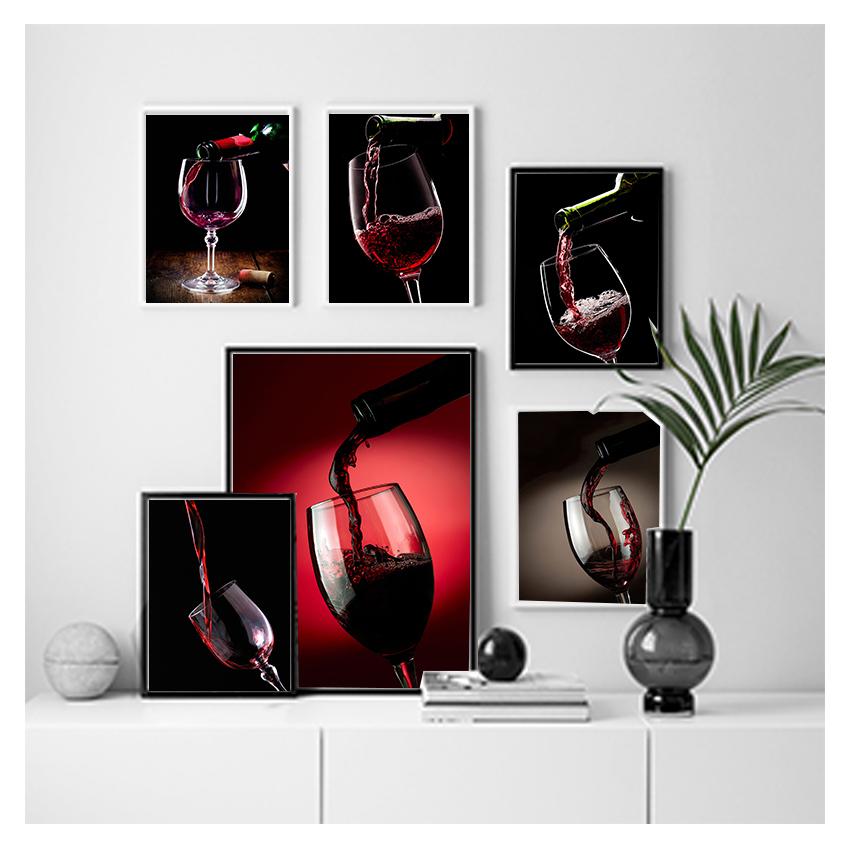 Poster Modern Canvas Art Bar Restaurant Kitchen Wall Decoration Dinning Living Room Decor Red Wine Glass Oil Painting Prints