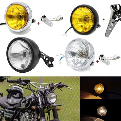 5.75 Inch Motorcycle Halogen Vintage Style Headlight Round Lights Flash Lamp Led Moto Driving Head Light Headlamp Cafe Racer