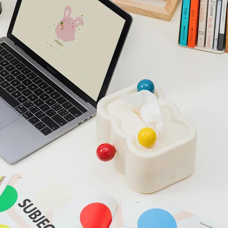 Nordic Cream-colored Tissue Box Home Carton Wall-hung Restaurant Coffee Table Creative Storage Box Home Decoration Napkin Box W1