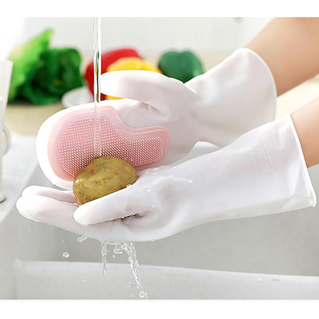 Reinigungshandschuhe PVC Wiederverwendbar Haushalt Rutschfest Wärmeisolierend Verschleißfest zum Schrubben