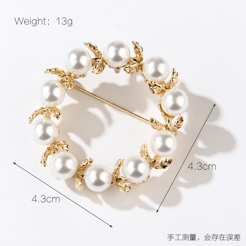Accessories Simple Atmosphere Pearl Round Ring Tree Leaves Brooch Pins Anti-travelling Silk Scarf Clasp Women's Clothing Accessories