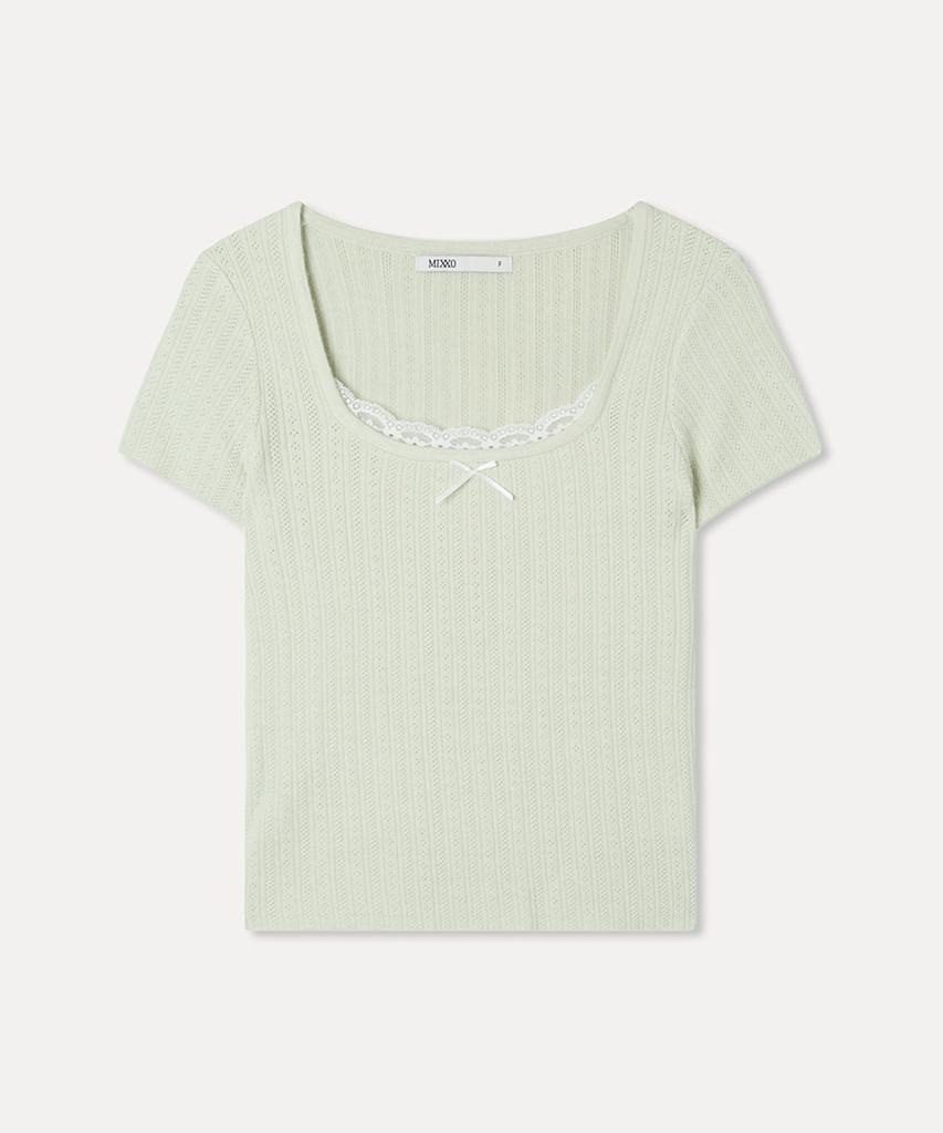 MIXXO Pointel Lace Short Sleeve Knit_Miwkag50Ss