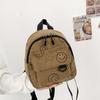 Mini backpack cute smiley face versatile small cosmetic bag corduroy student schoolbag