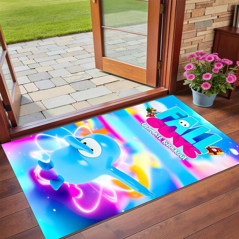 Anti‑Slip Crystal Velvet Floor Rug, Fall Guys Design Carpet for Indoor Living Bedroom Home Decoration