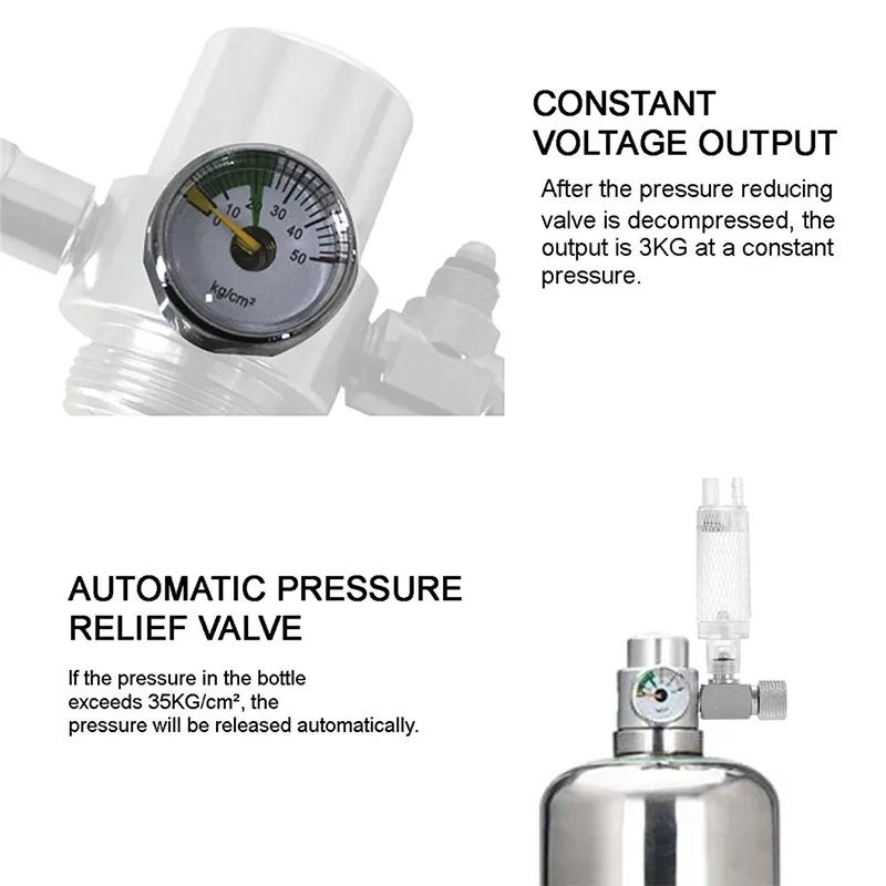 2L Aquarium DIY CO2 Generator System Kit Stainless Steel CO2 Cylinder Generator System Carbon Dioxide Reactor Kit for Plant Fish