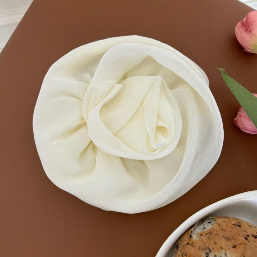 Yellow Chiffon Hairpin French Women Barrette Temperament Rose Flower Hair Clips  Seaside