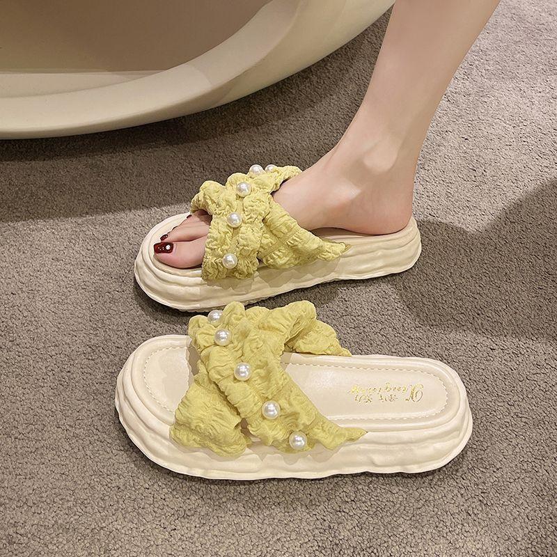 

Сандалии Fairy Wind, летняя одежда 2025 года, новые туфли-маффины на платформе, пляжные тапочки для отдыха на море 35 жёлтый