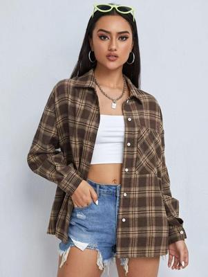 2025 New Style Women's European & American Plaid Shirt Jacket - Casual Fashion
