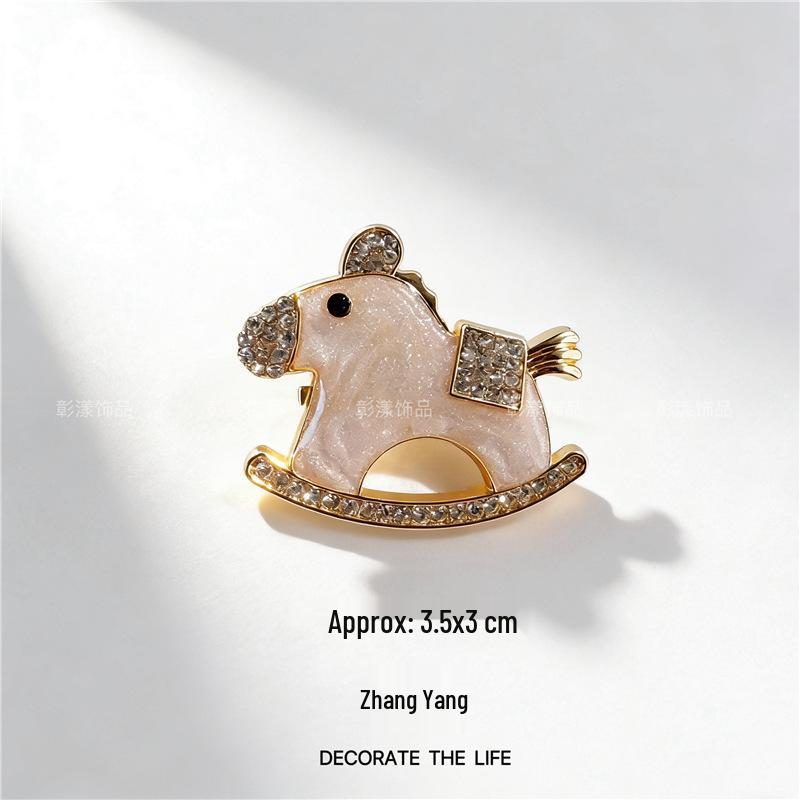 Exquisite Year of the Horse Zodiac Brooch: High-Grade, Cute Little Horse Pin for Women's Suits and Shirts
