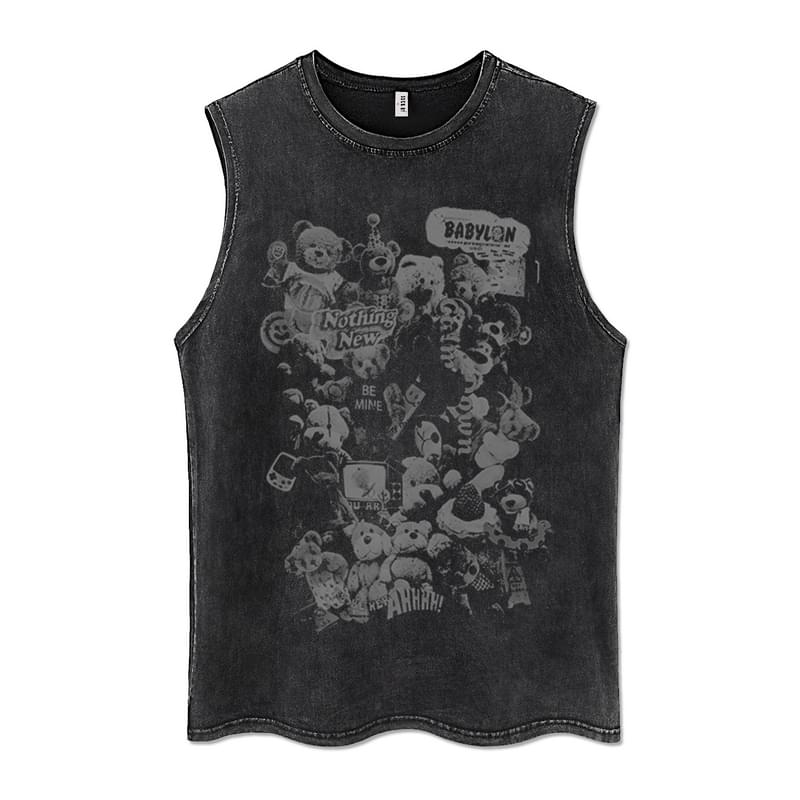 

Летняя мужская стираная жилетка, винтажная футболка, готические футболки, уличные панк-футболки, унисекс-безрукавка, майка с коротким рукавом Y2k 2XL