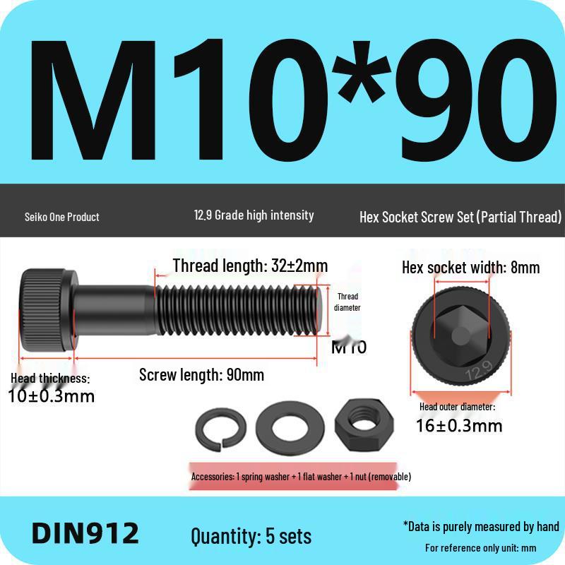 12.9 High Strength Socket Head Cap Screw and Nut Set M8-M16.