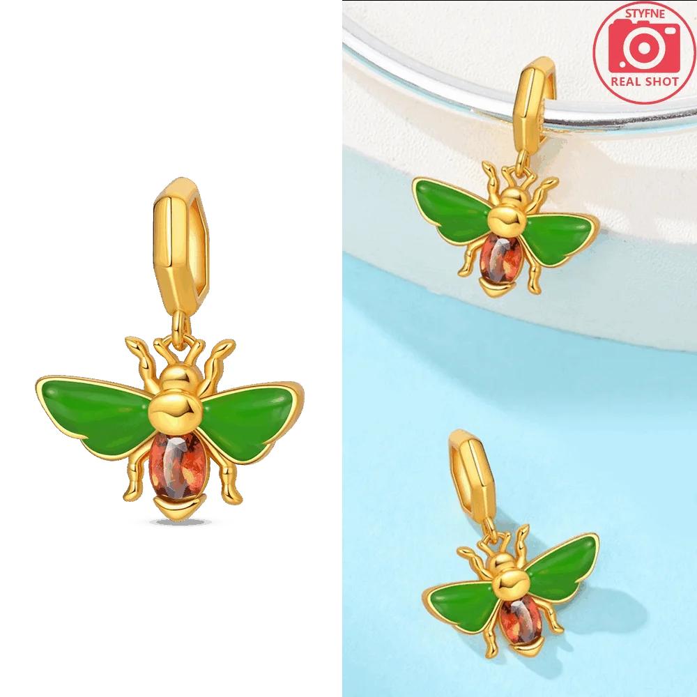 Original Funkelndes Gold Rose Heller Stern Herz Anhänger Charm Perlen Kupfer Passend Armband DIY Jubiläum Schmuck Geschenk