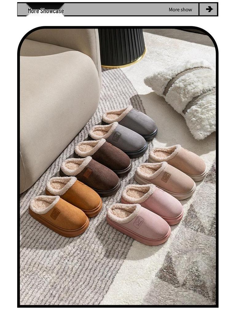 2025 New Stock: Men's & Women's Warm Postpartum Cotton Slippers - Closed-Heel, Autumn/Winter