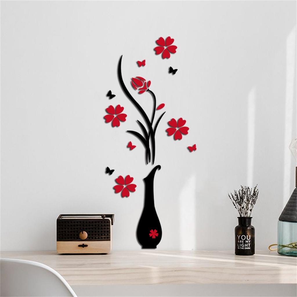 Vase 3d Three- Wall Stickers Acrylic Wall Stickers Wall Self-adhesive Wall Stickers High Appearance Creative Stickers Decorative Stickers