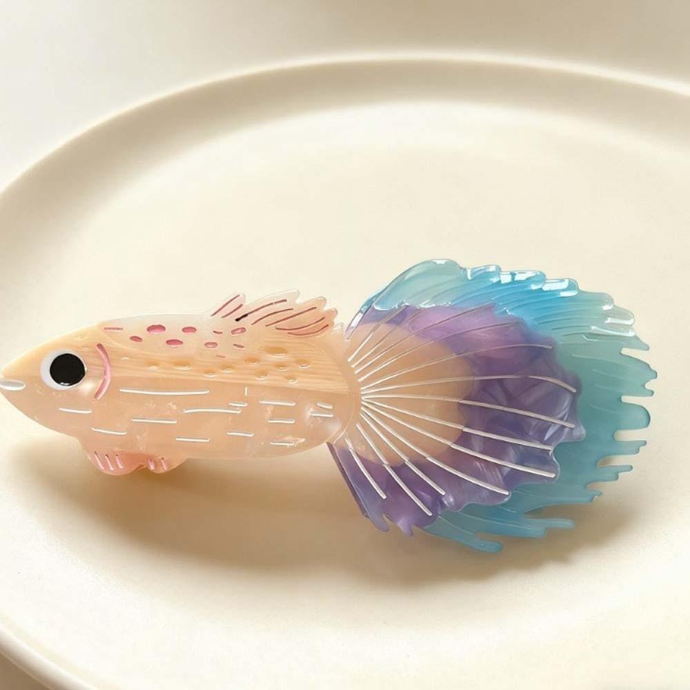 Acrylic Silver Arowana Shark Clip Fish Acetic Acid Hair Claw Guppy Hair Claw  Headwear