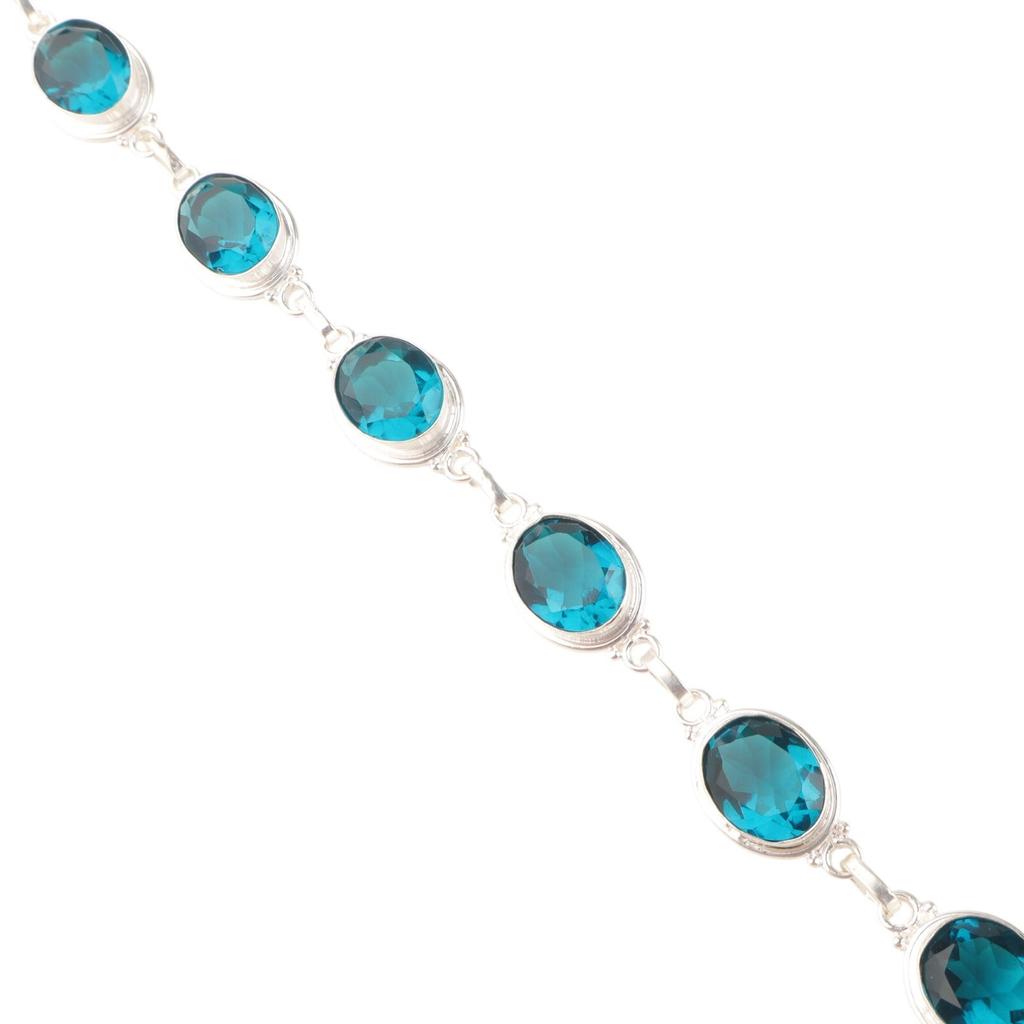 Apatite Gemstone 925 Sterling Silver Jewelry Handmade Bracelet 8.5" Gift For Her RB-3-4