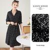 TUHUANG Women's 100% Silk Polka Dot Midi Dress