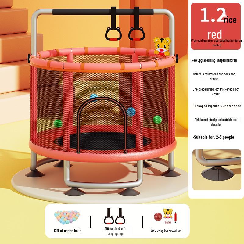 Children's Indoor Trampoline & Swing Set with Anti-Tip Safety Bar
