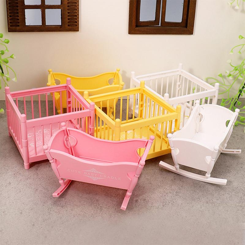 1Setul 1:12 Pătuț Miniatură Pătuț Surround Mobilier Pat Model Dormitor Decor Jucărie Accesorii Casă de Păpuși