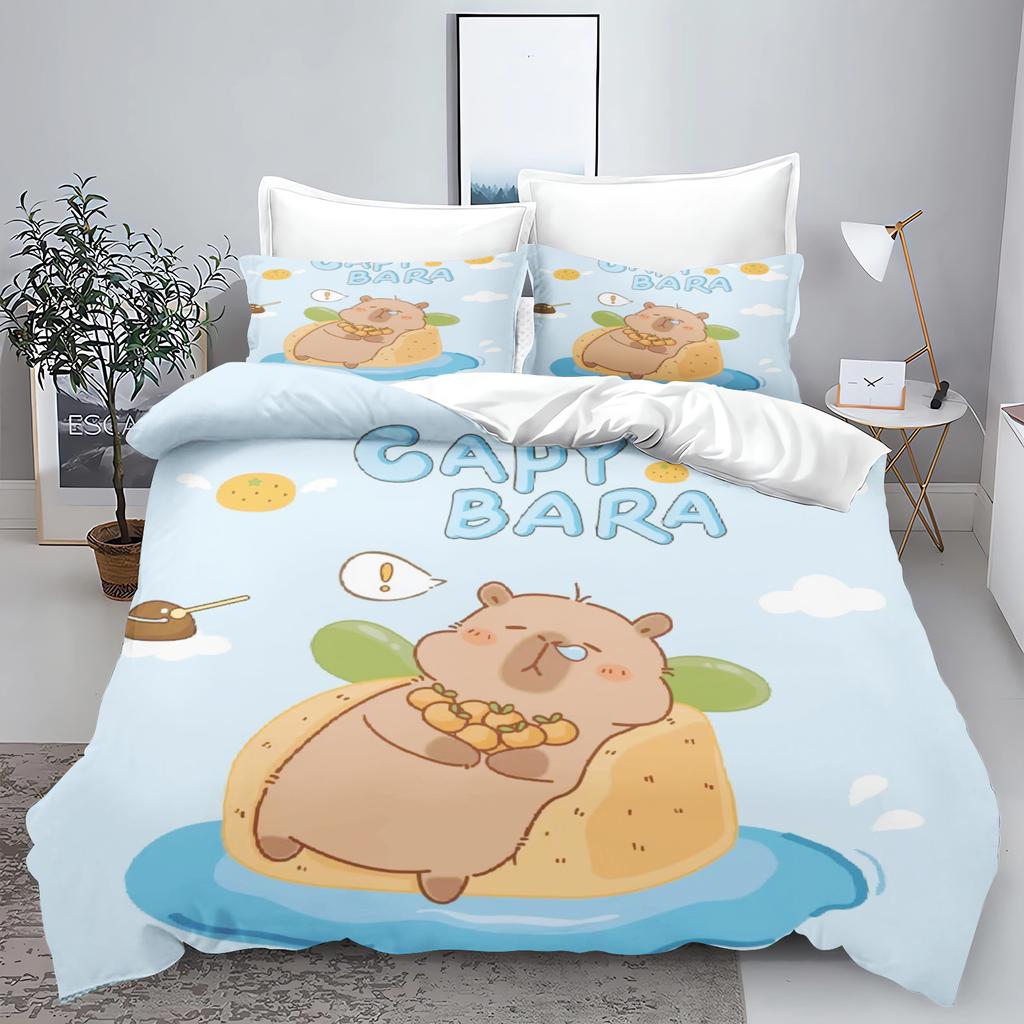 New 3d Print Kawaii Animal Capybara Bedding Set Boys Girls Twin Queen Size Duvet Cover Pillowcase Bed Kids Adult Home Textiles