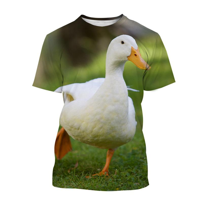 Summer Cute Pets Duck T-shirt For Men Casual Animal 3d Print Short-sleeved Round Neck T Shirt Harajuku Loose Tees tops