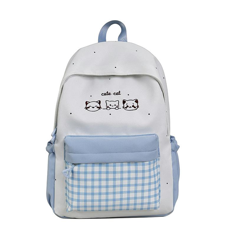 Schoolbag Wholesale Casual Plaid School Bag Female Junior High School Student High School Student Versatile Cute College Backpack Travel Backpack