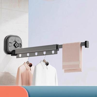 Suction Holder Foldable Clothes Drying Rack, Retractable, SpaceSaving Gunmetal Gray 2Sec