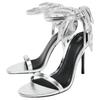 Zara Pu Open-Toe Elegant Bow Decor Metallic Layer Effect High Heels One-Strap Sandals 9.5Cm Women Sandals Silver 3324510808