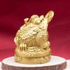 Three-Legged Golden Toad Wealth Figurine – Handcrafted Luck & Prosperity Decor for Home or Office