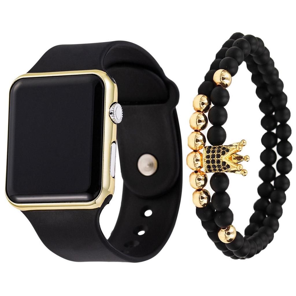 3-Piece Men's LED Silicone Watch & Bracelet Set